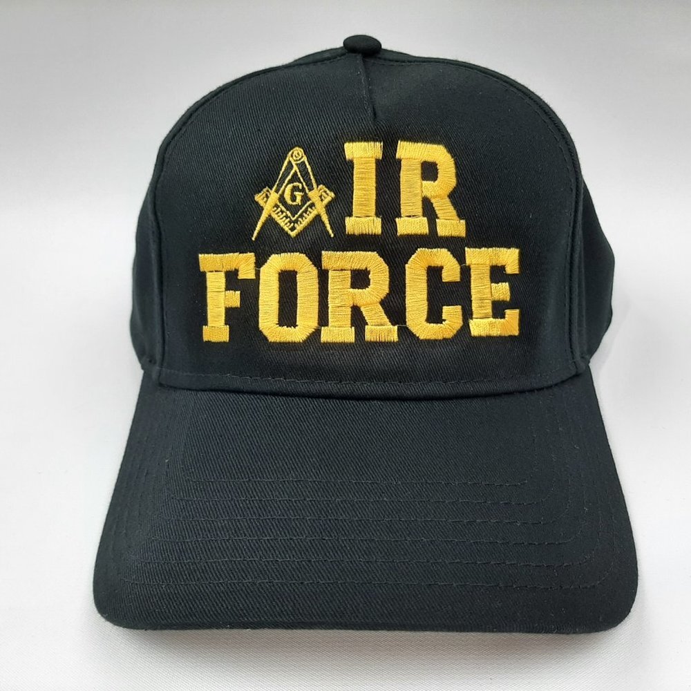 Air Force Mason Masonic Freemasonry Hat Cap Black 100% Cotton Strapback